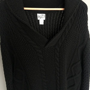 Men's Bulky Heavy Cable Pullover Sweater Black